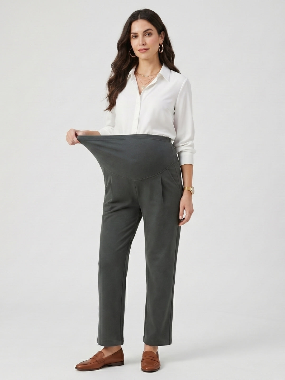 Over-Bump Straight Pants - Grey
