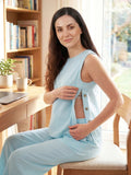 Side-Buttoned Nursing Co-Ord Top - Light Blue