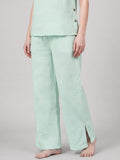 Side-Buttoned Nursing Co-Ord Pants - Sea Green