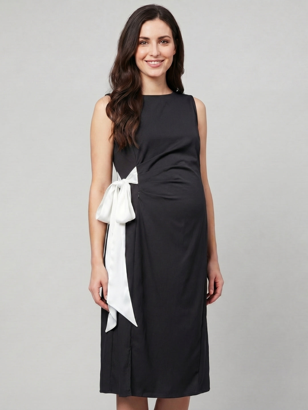 Side Bow-Tie Dress - Black