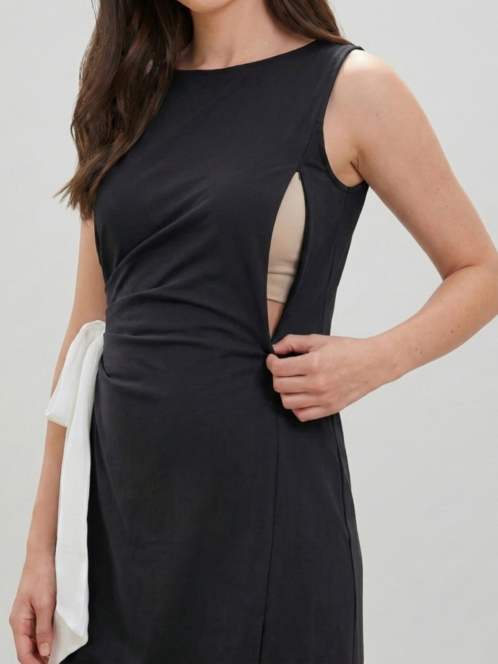 Side Bow-Tie Dress - Black