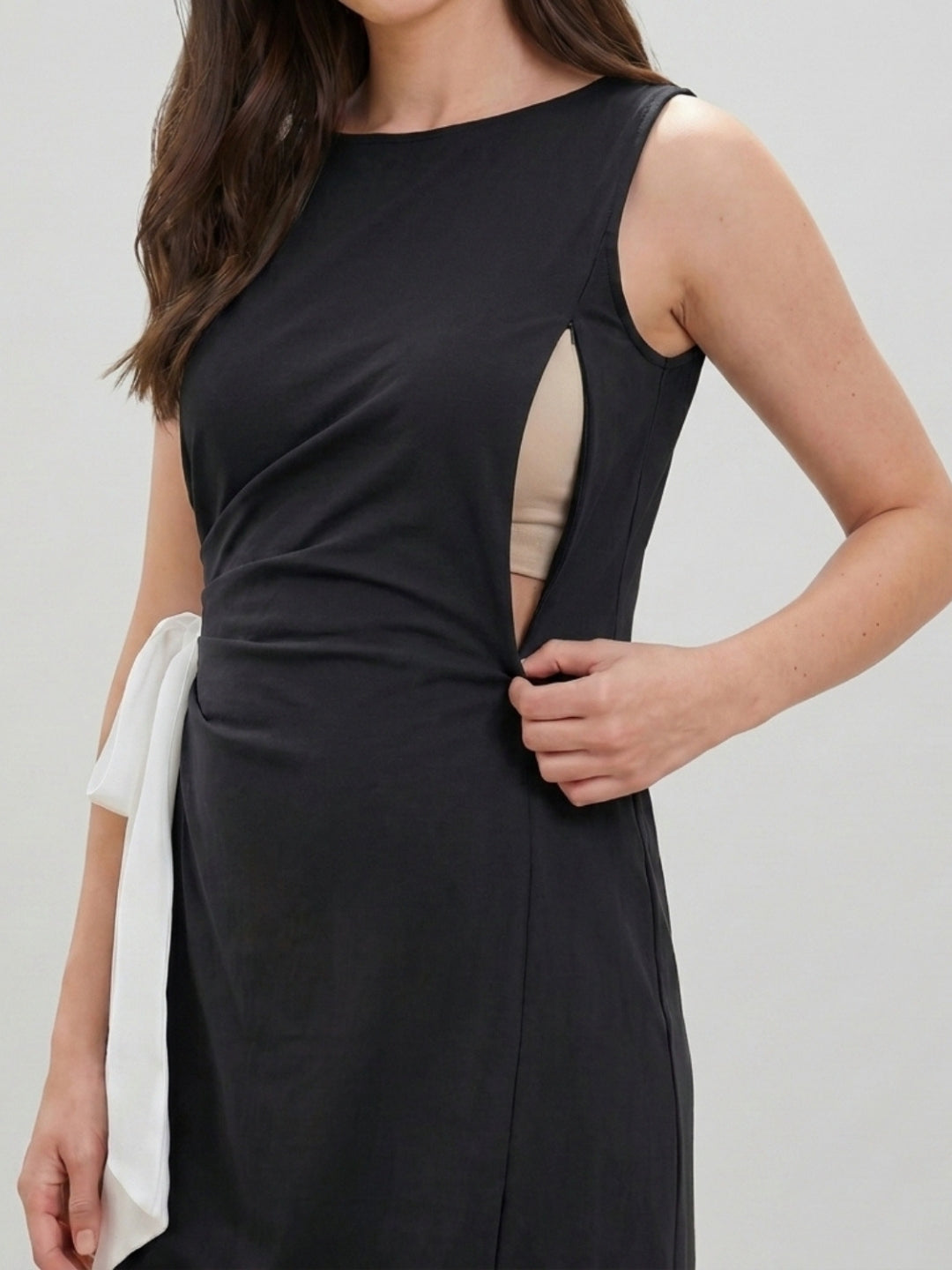 Side Bow-Tie Dress - Black