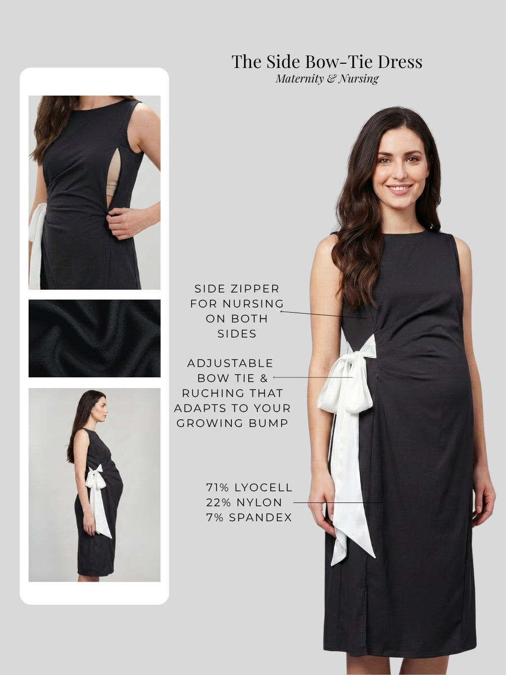 Side Bow-Tie Dress - Black