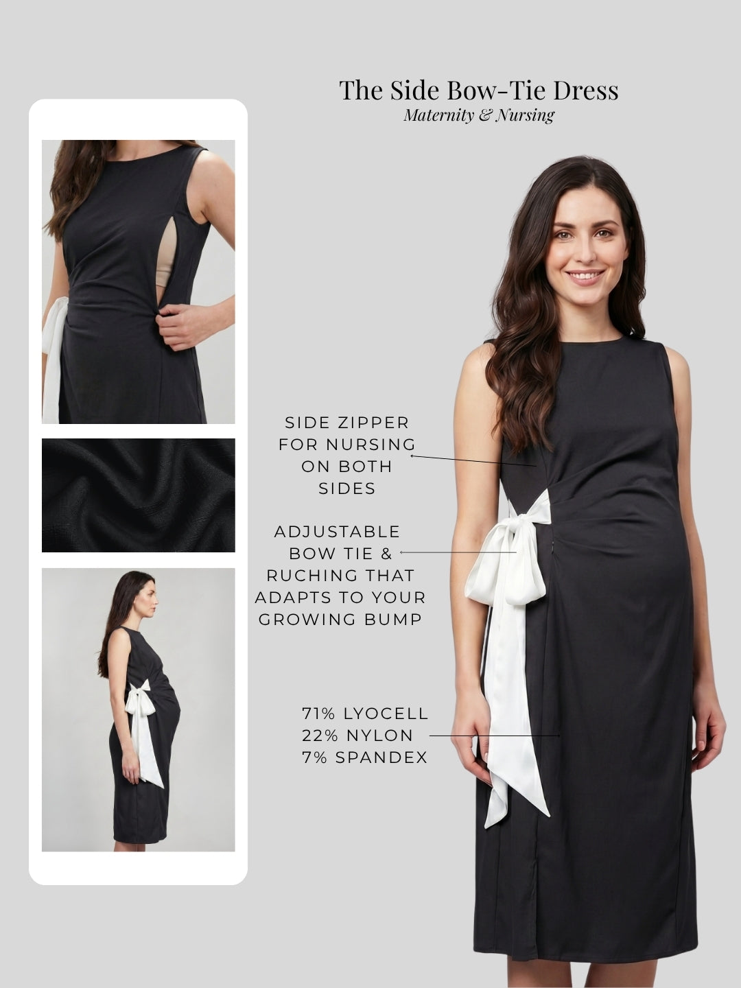 Side Bow-Tie Dress - Black