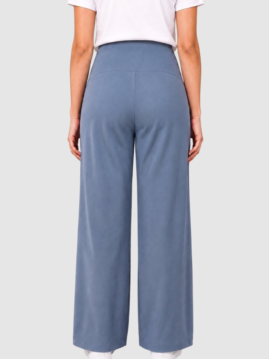 Over-Bump Wide Leg Trousers - Grey-Blue