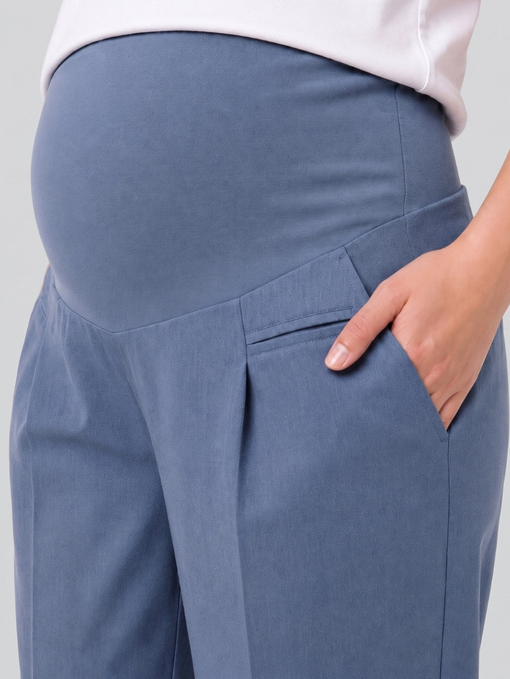 Over-Bump Wide Leg Trousers - Grey-Blue