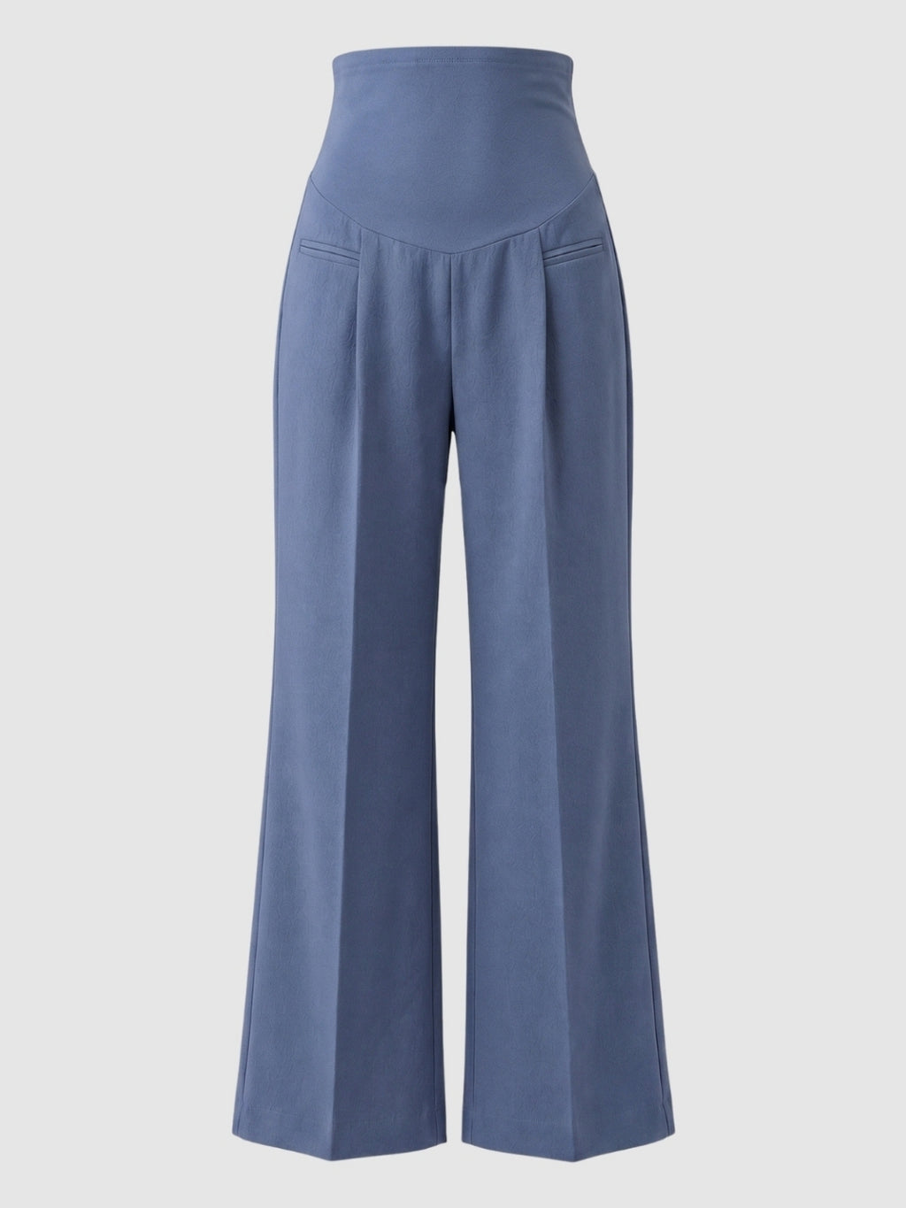 Over-Bump Wide Leg Trousers - Grey-Blue