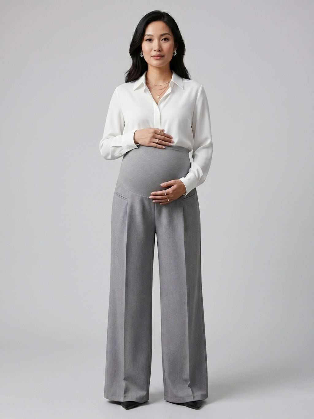 Over-Bump Wide Leg Trousers - Silver