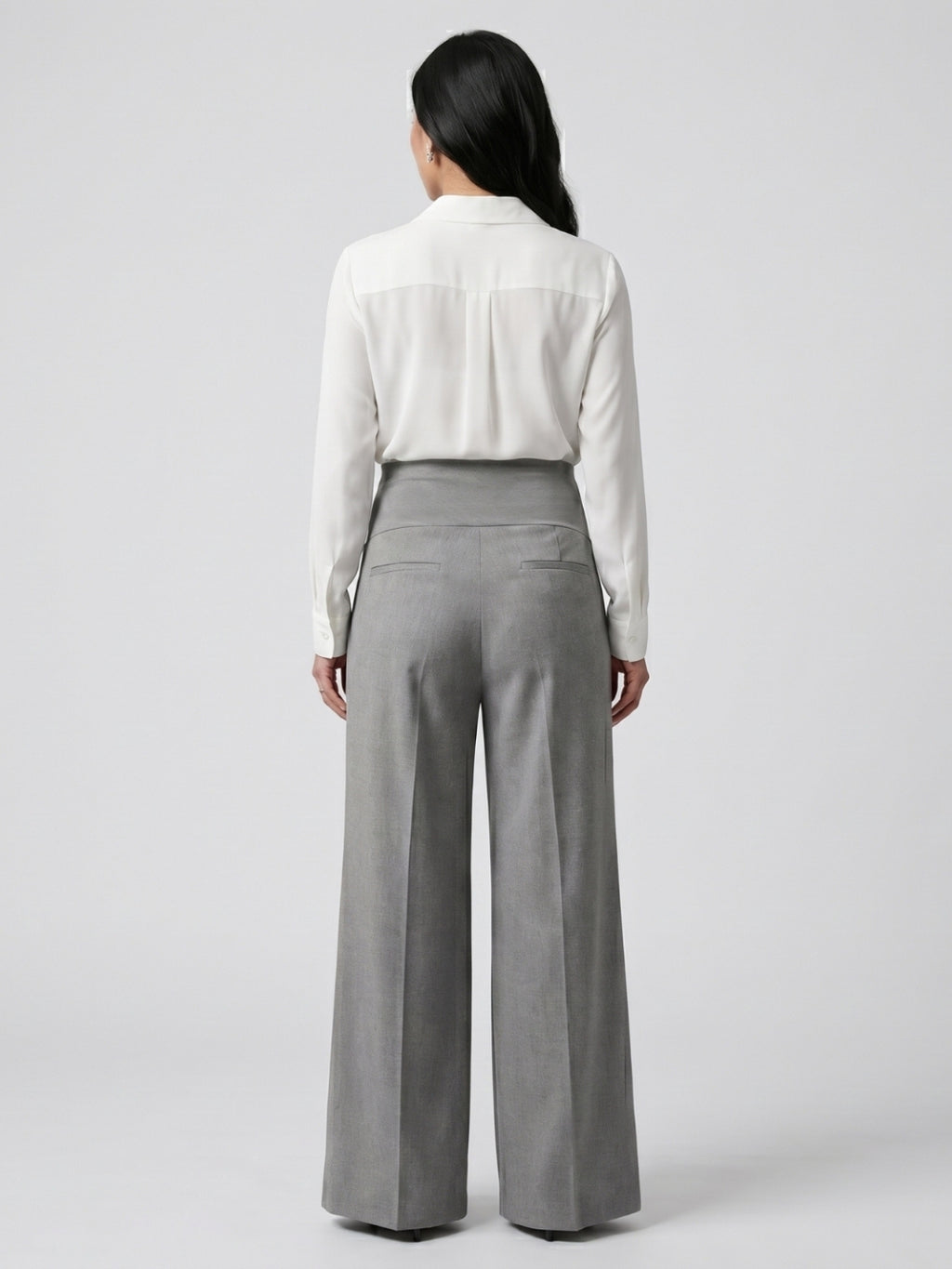 Over-Bump Wide Leg Trousers - Silver