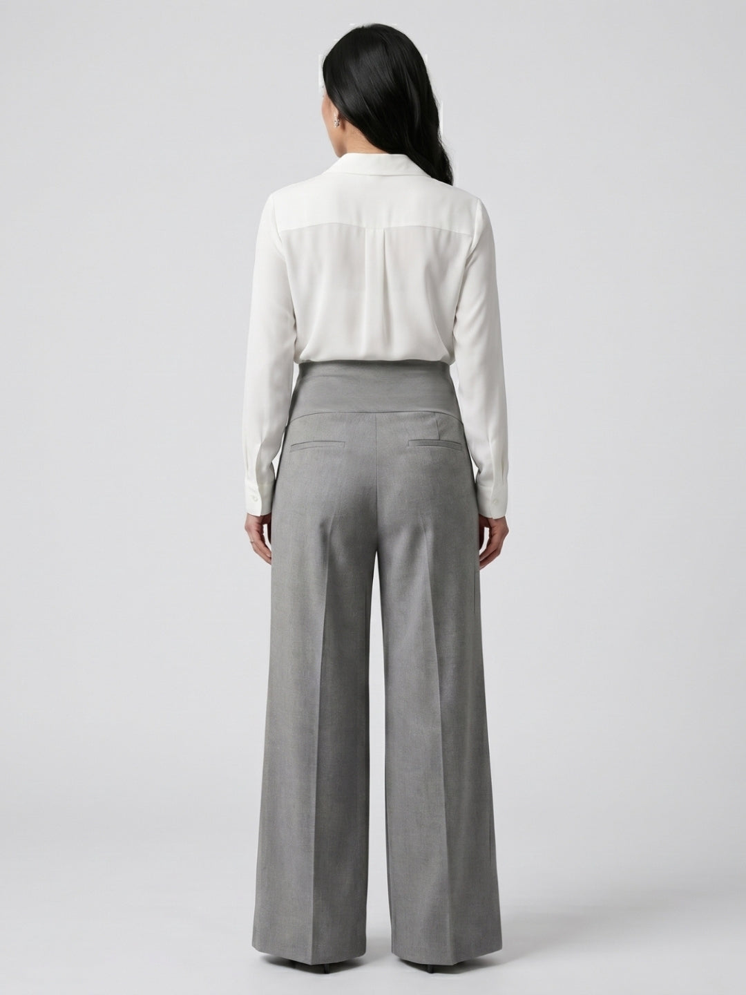 Over-Bump Wide Leg Trousers - Silver