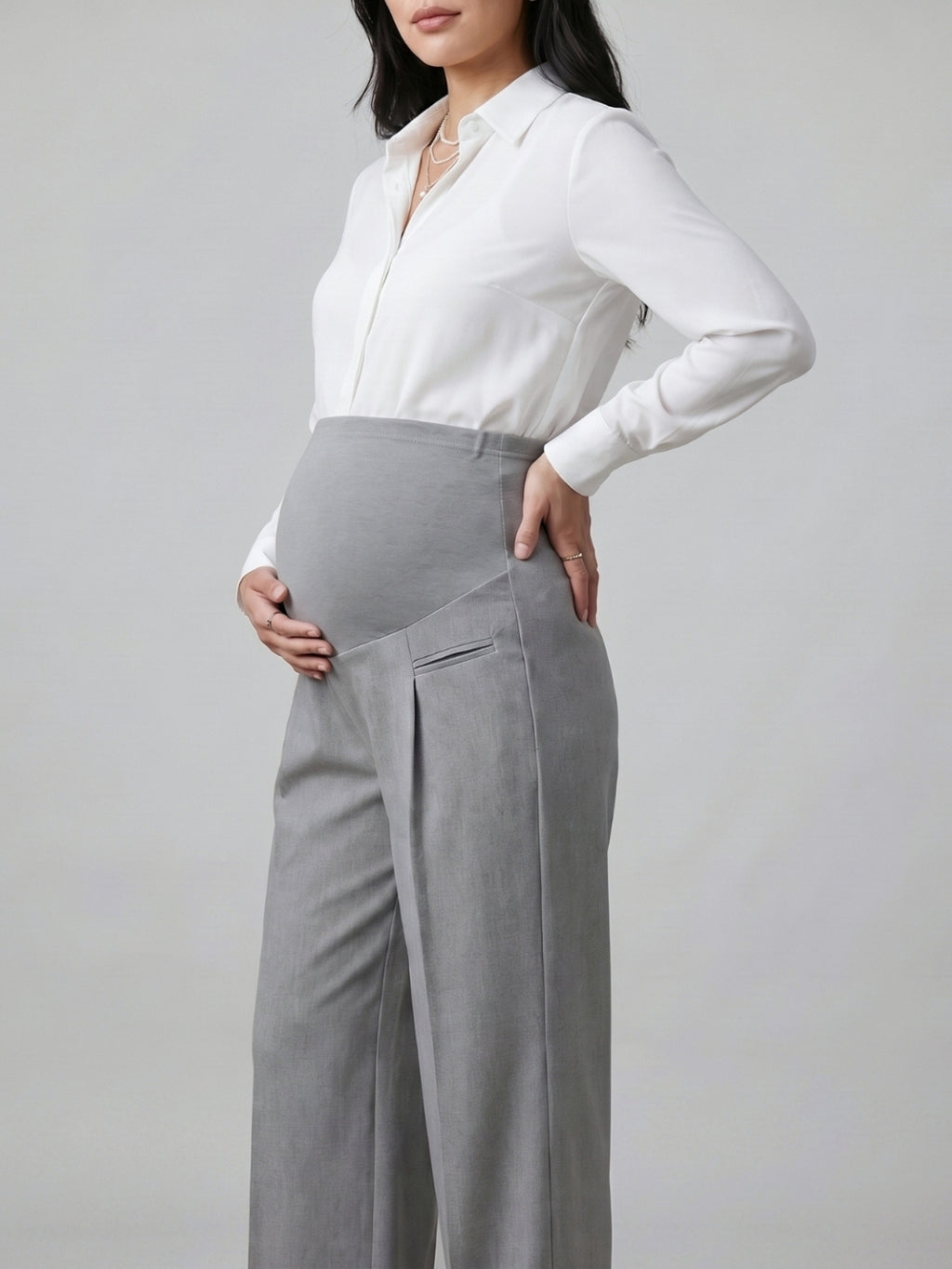 Over-Bump Wide Leg Trousers - Silver