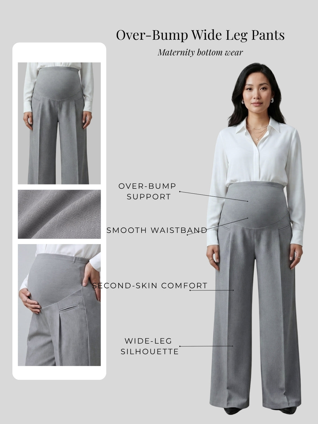 Over-Bump Wide Leg Trousers - Silver