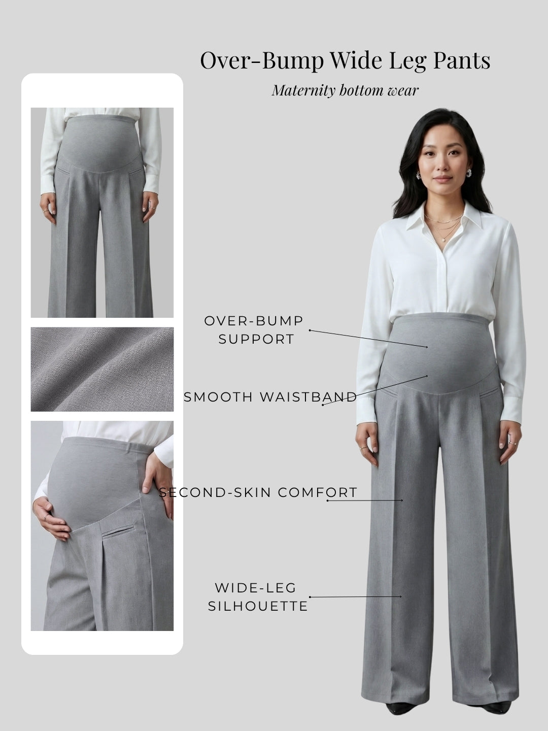 Over-Bump Wide Leg Trousers - Silver