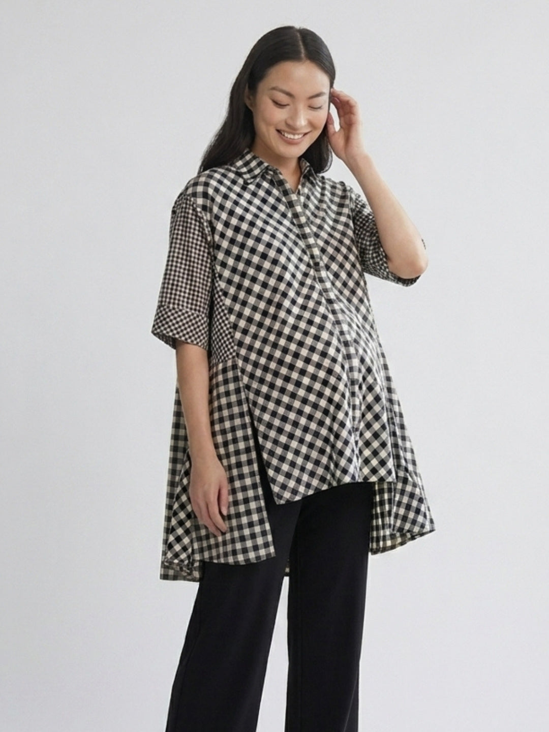 Oversized High-Low Shirt - Checkered