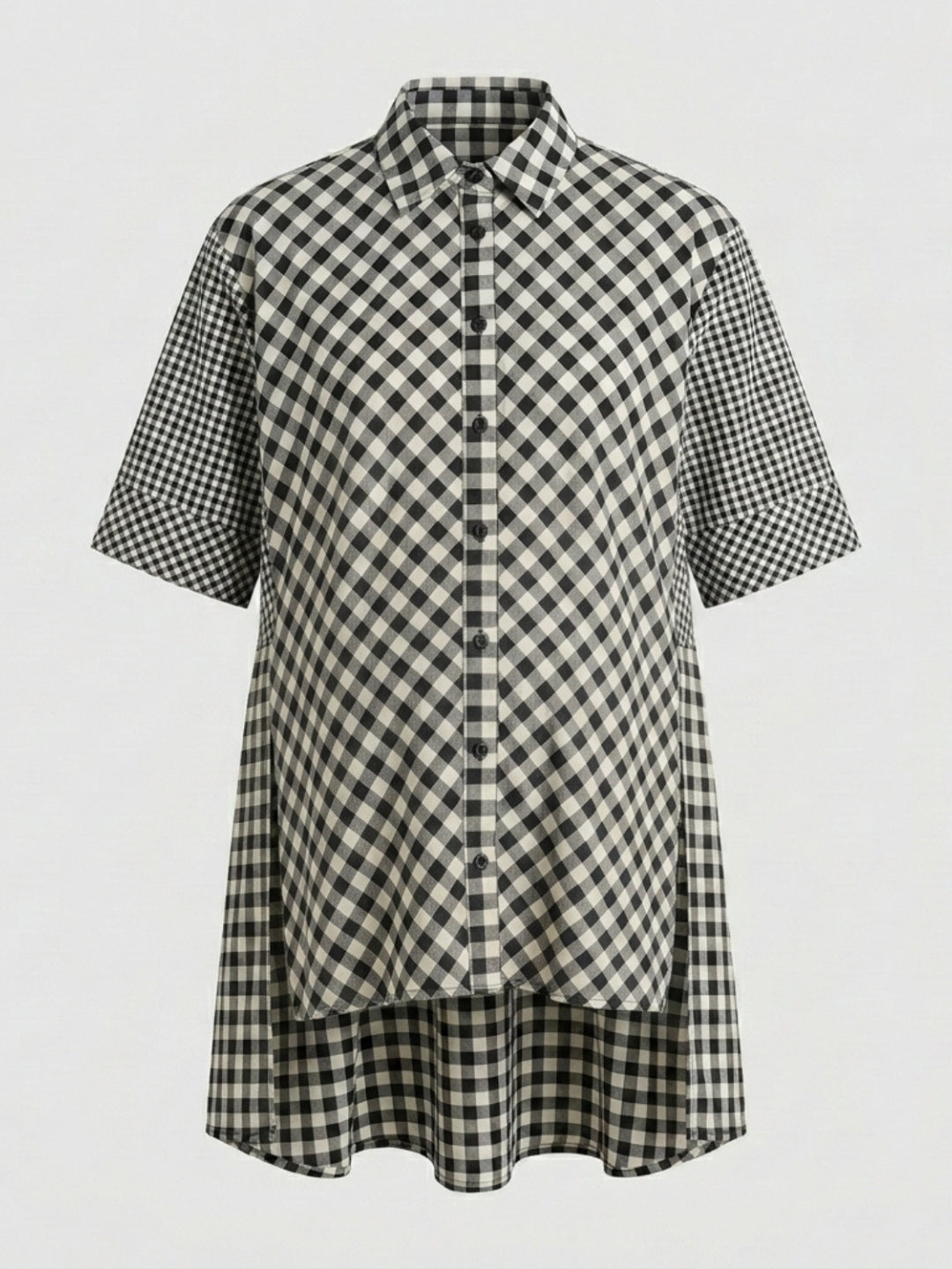 Oversized High-Low Shirt - Checkered