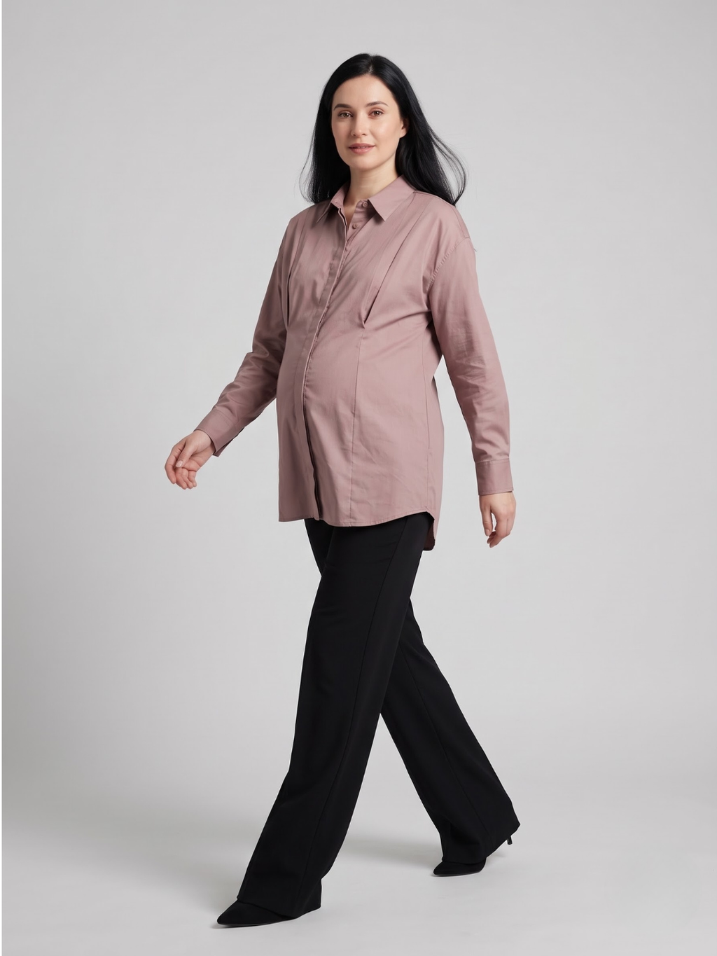 The Panelled Shirt - Dust Pink