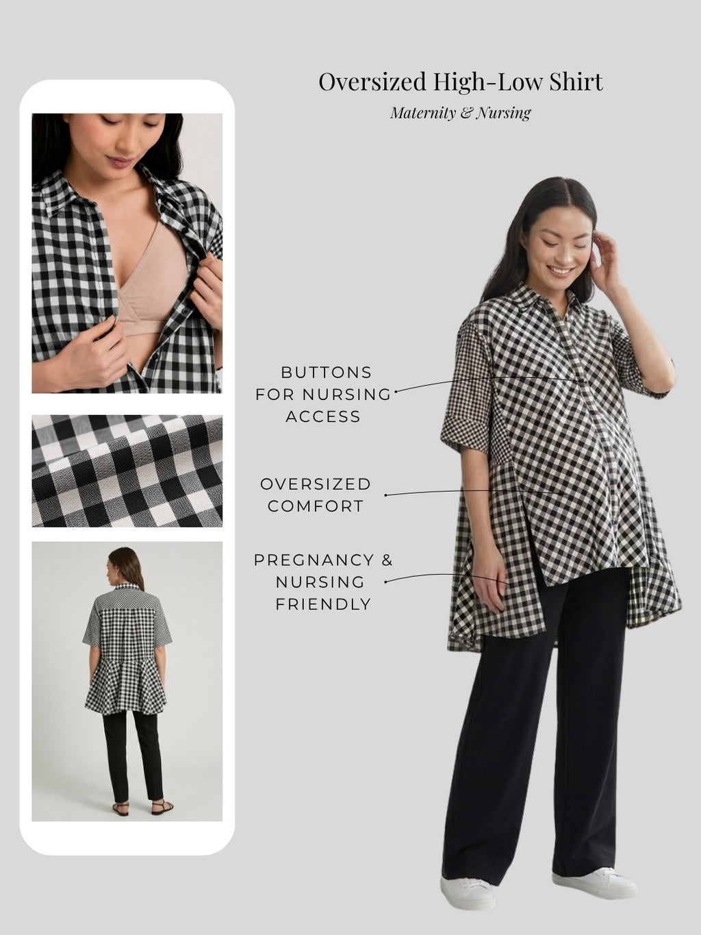 Oversized High-Low Shirt - Checkered