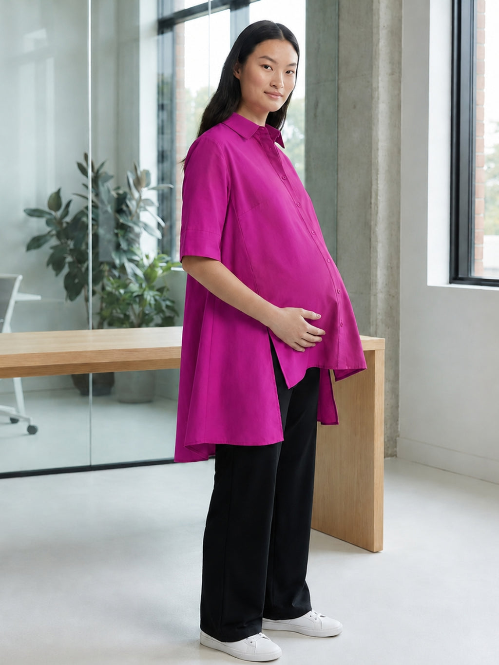 Oversized High-Low Shirt - Fuschia