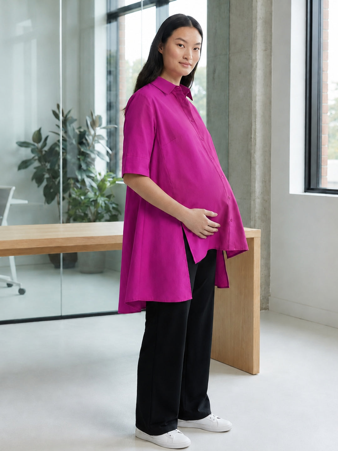 Oversized High-Low Shirt - Fuschia