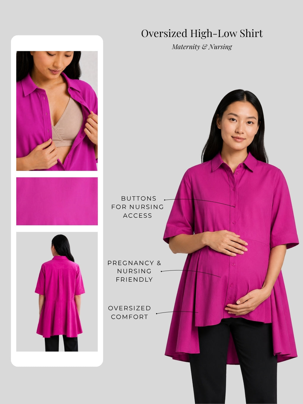 Oversized High-Low Shirt - Fuschia