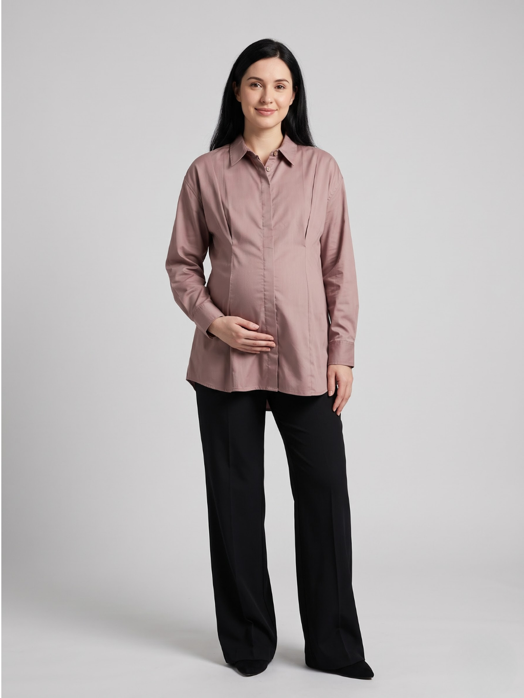 The Panelled Shirt - Dust Pink