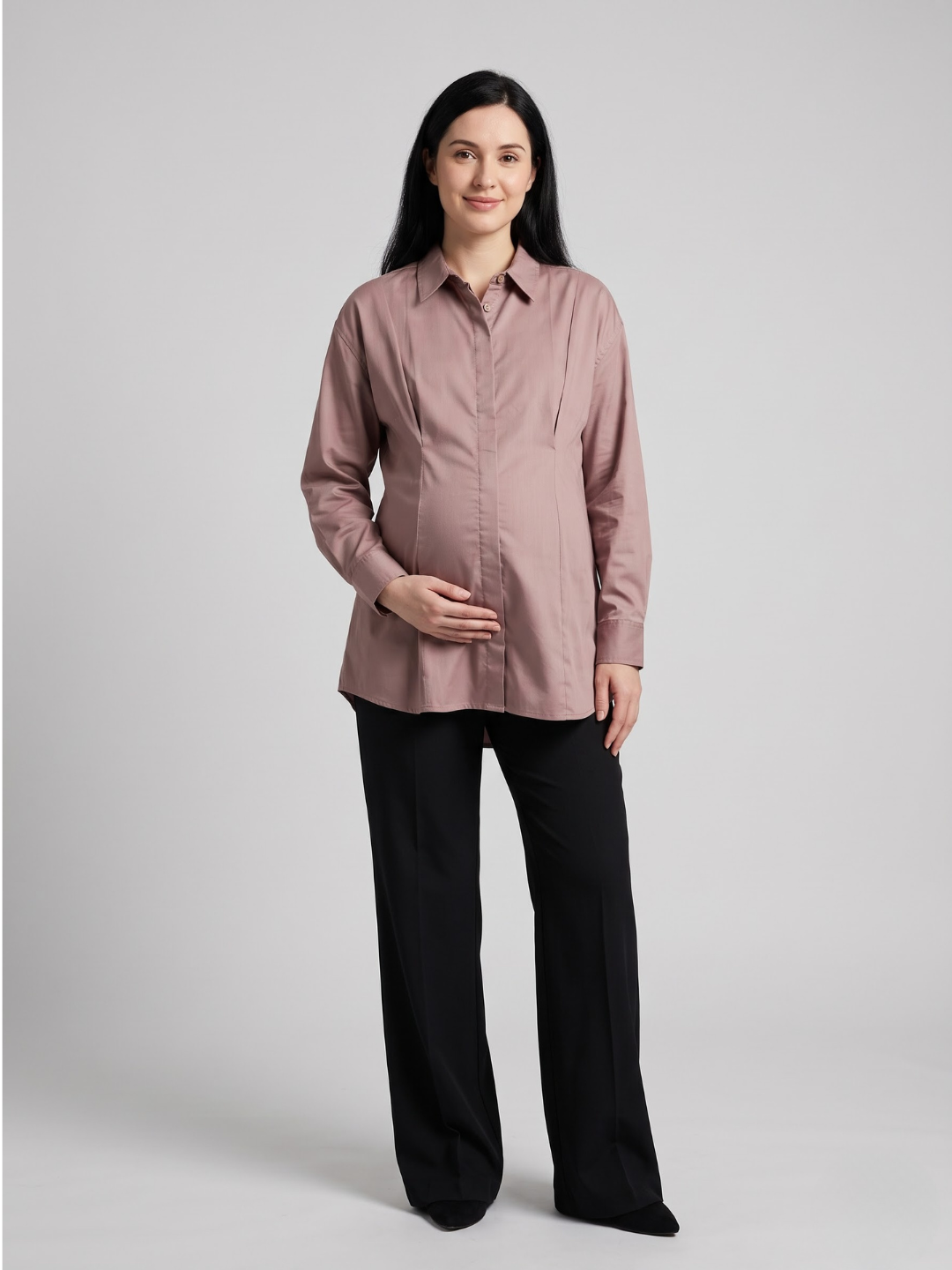 The Panelled Shirt - Dust Pink