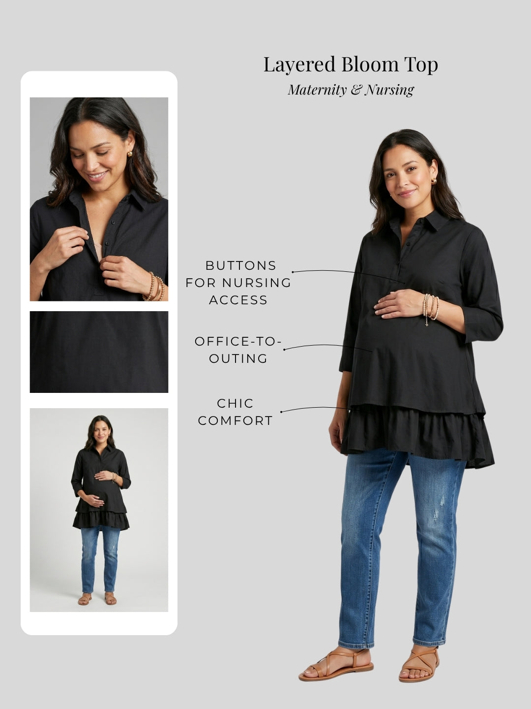 Layered Bloom Top - Black