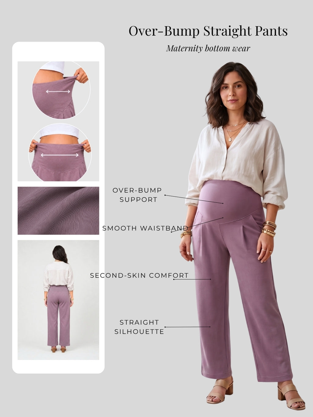 Over-Bump Straight Pants - Ash