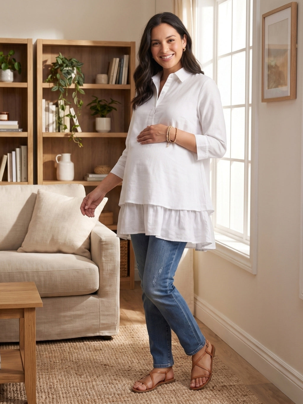 Layered Bloom Top - White