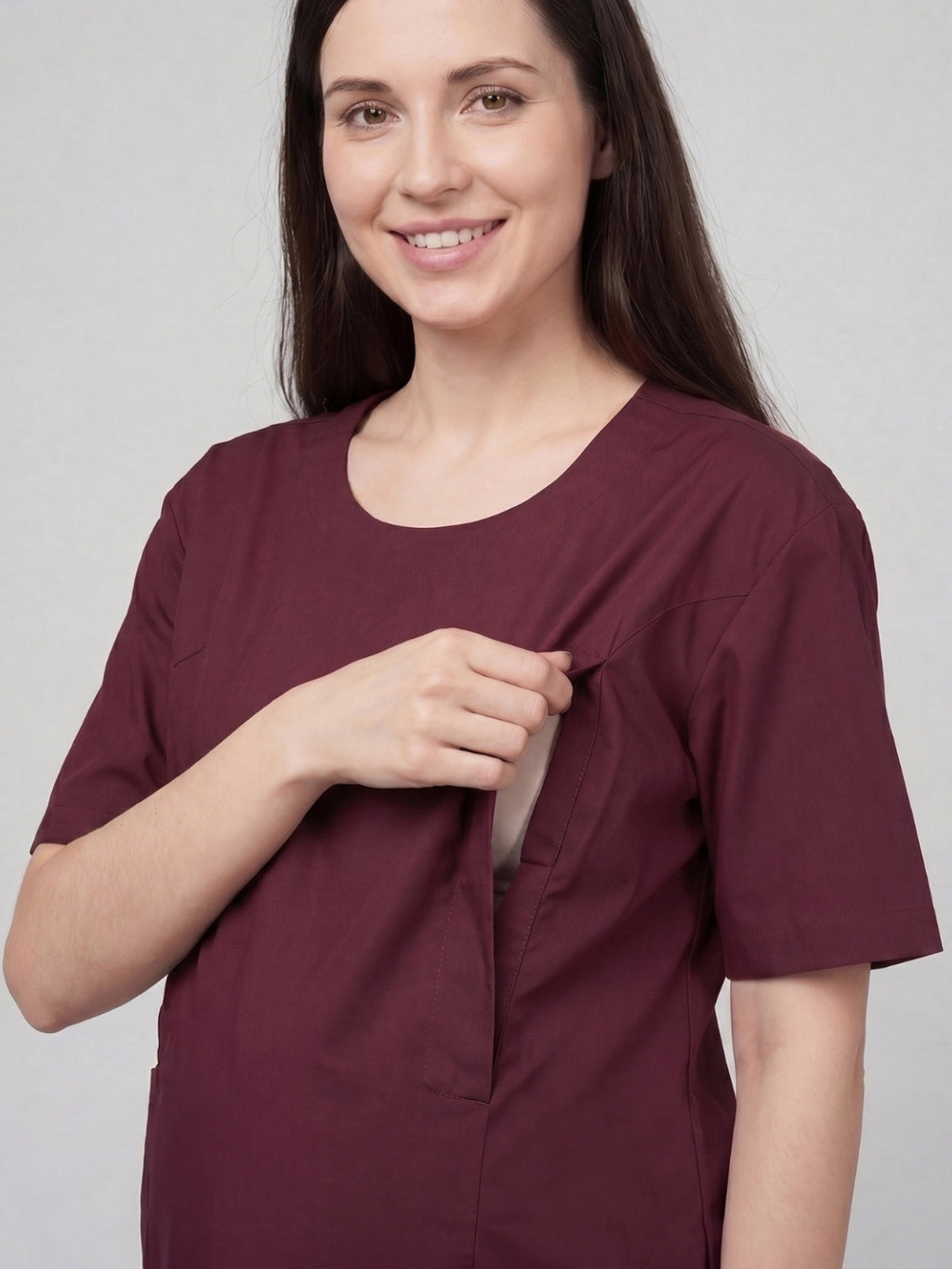 Magnetic Snap Nursing Tee - Wine