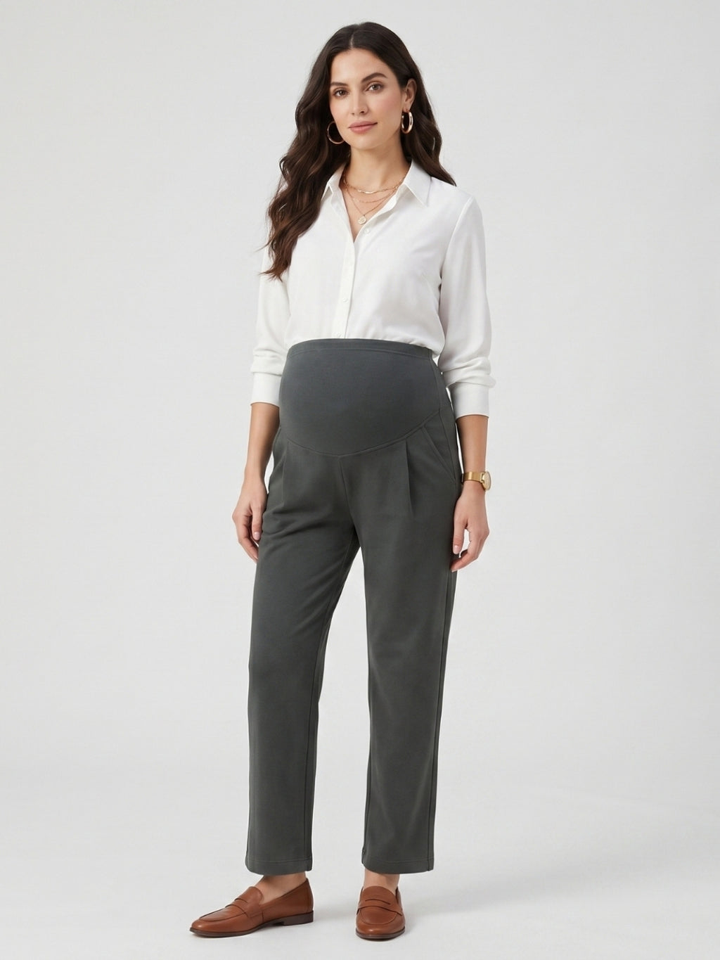 Over-Bump Straight Pants - Grey