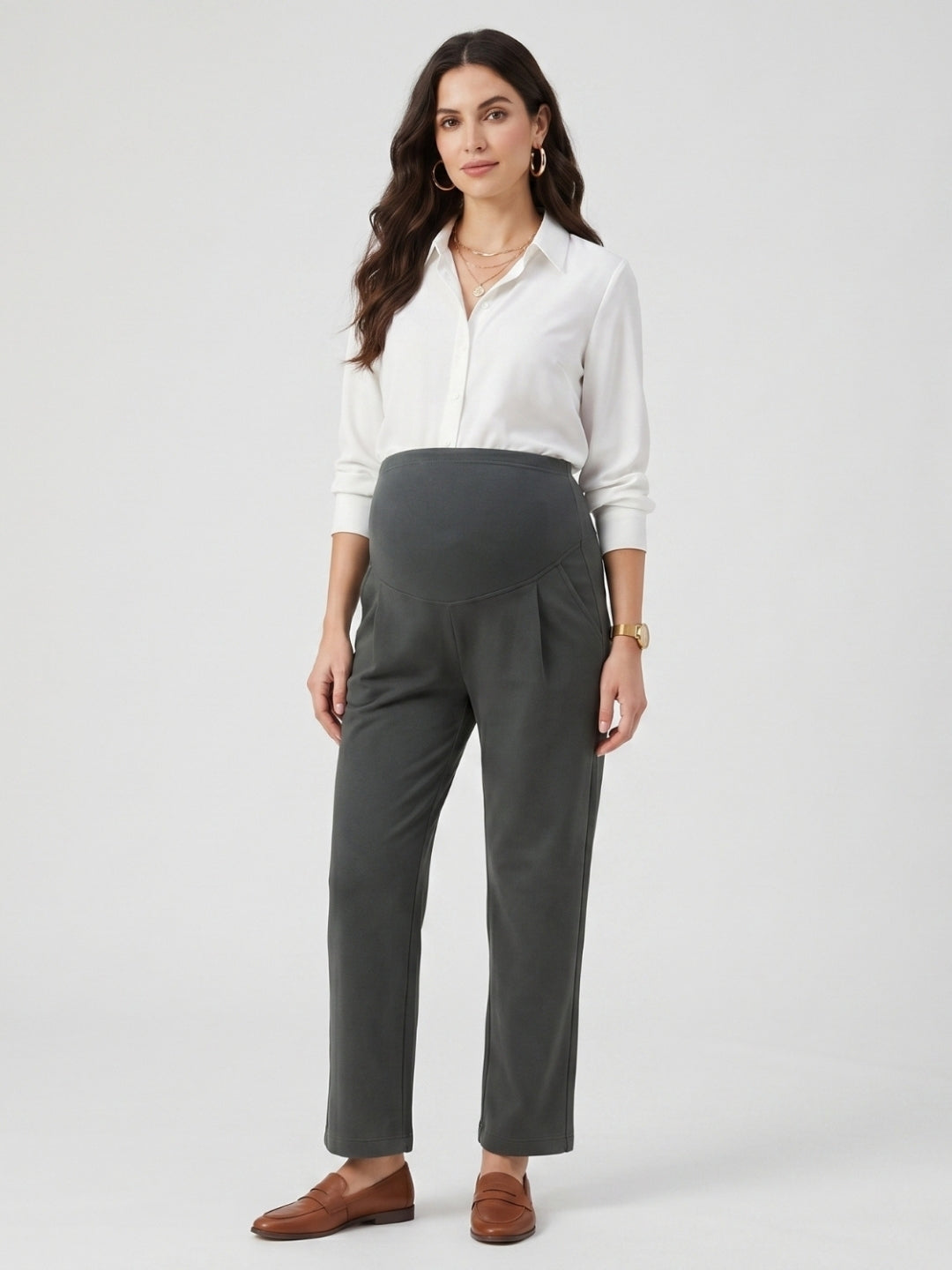 Over-Bump Straight Pants - Grey