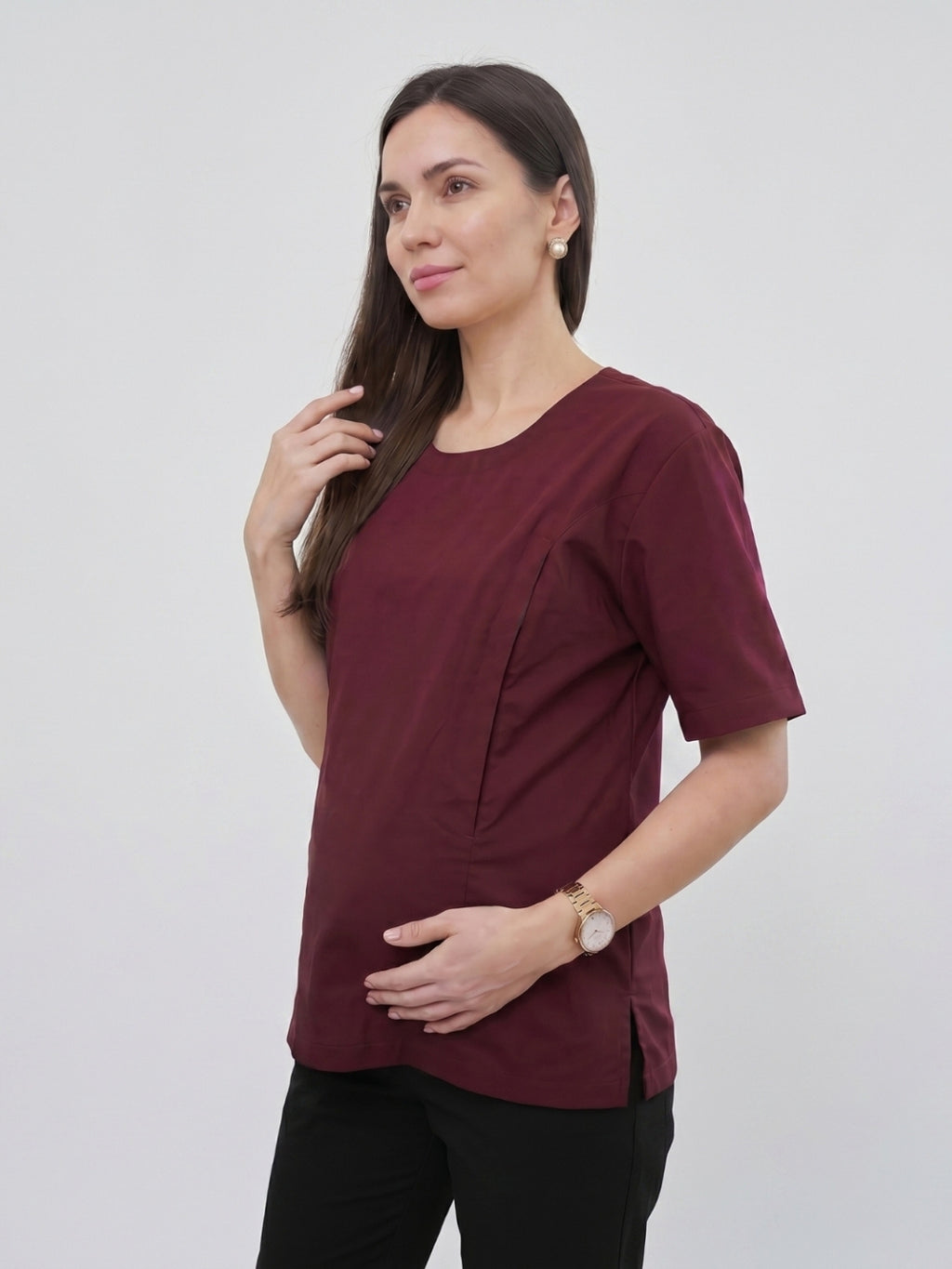 Magnetic Snap Nursing Tee - Wine