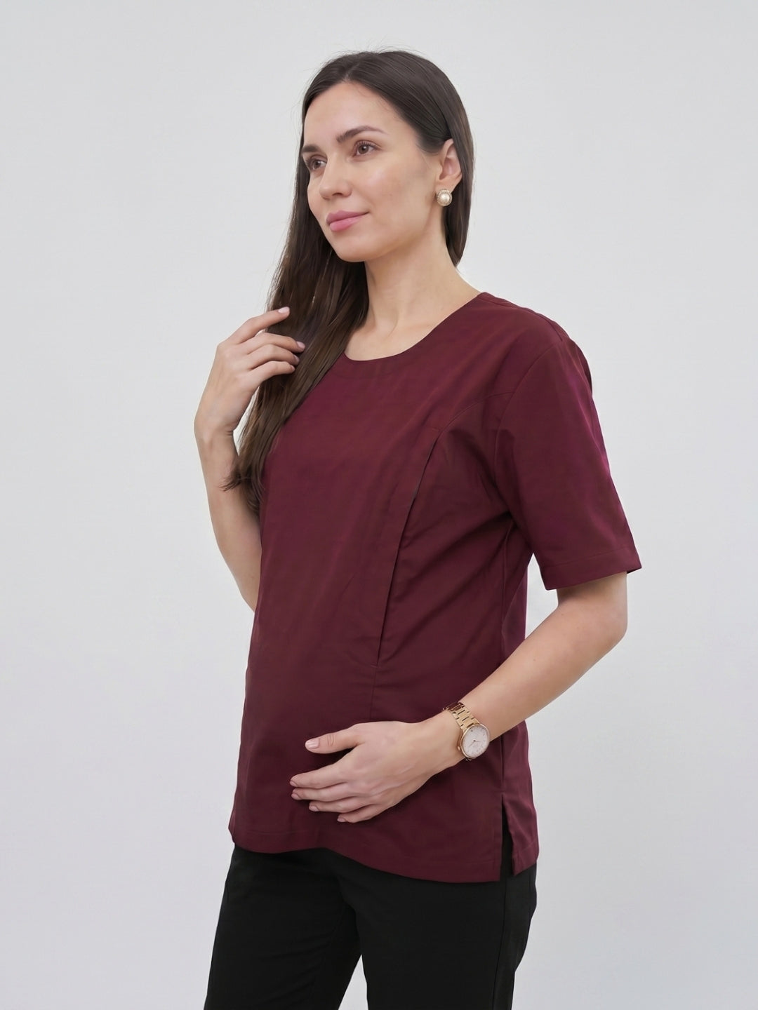 Magnetic Snap Nursing Tee - Wine