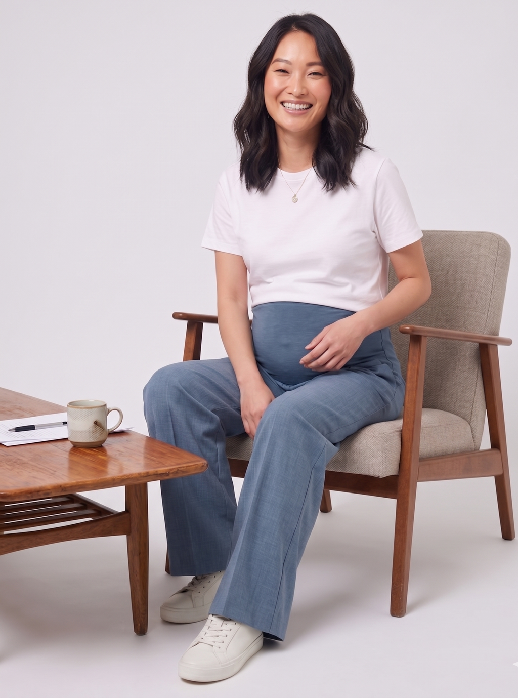 Over-Bump Wide Leg Trousers