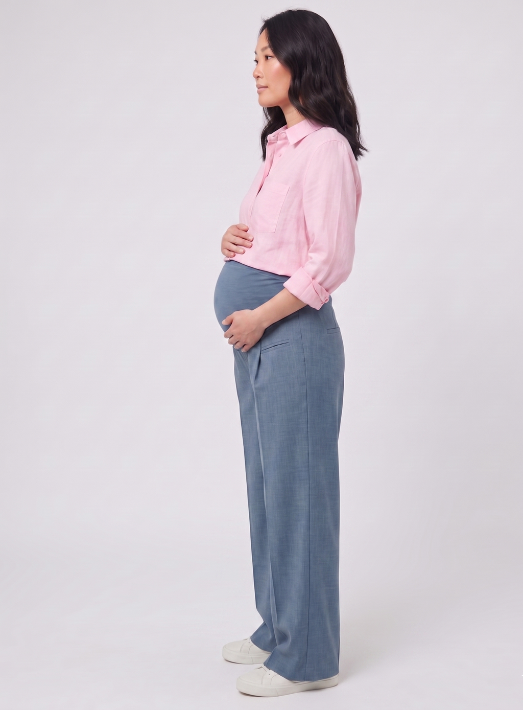 Over-Bump Wide Leg Trousers